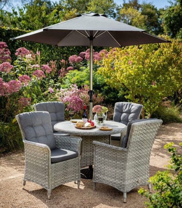 Hartman 2.5m Luxury Round Parasol - Silver Pole Dark Grey