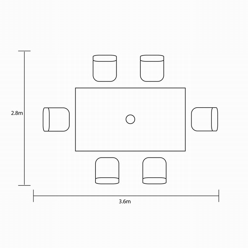 hartman vienna 6 seat rectangular dining set