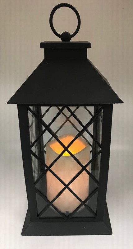 32cm bo candle in black lantern
