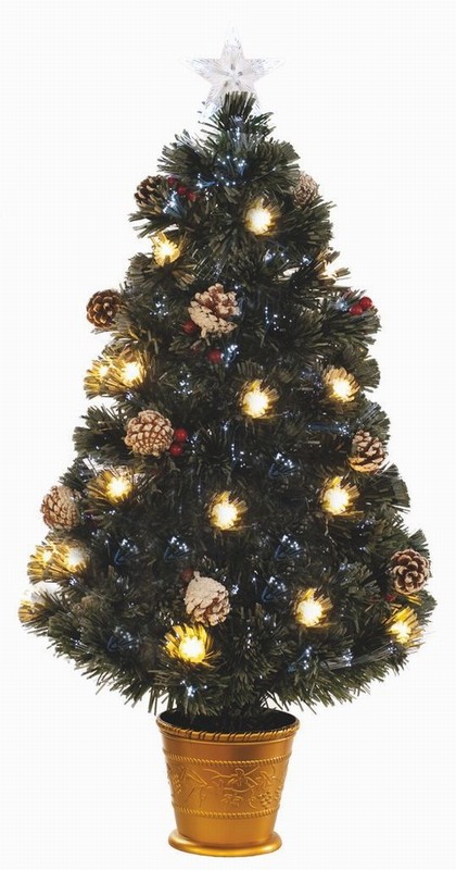 Artificial Christmas Tree 90cm berry and cone fibre optic