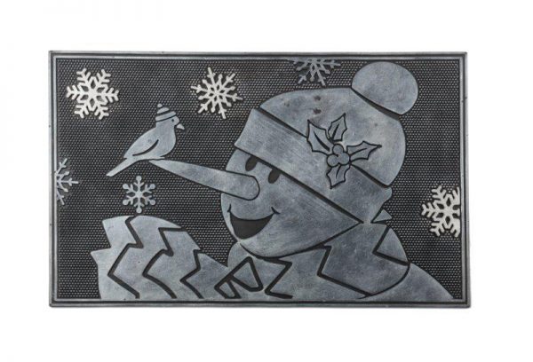 *SNOWMAN SILVER RUBBER MAT 75X45CM