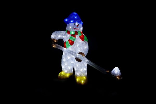 84CM ACRYLIC SNOWMAN W/SHOVEL