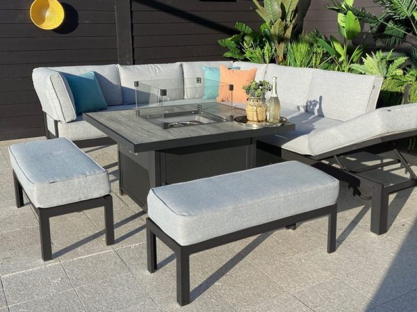 Hartman Apollo Corner Dining Set With Gas Fire Pit Table